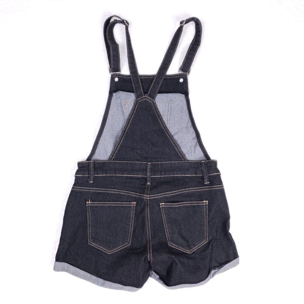 Papaya Jeans Denim Overall Shorts Womens M Dark Wash Adjustable Straps Y2K Indie - Picture 7 of 10